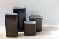 Quatre vases rectangulaires, c. 1980.